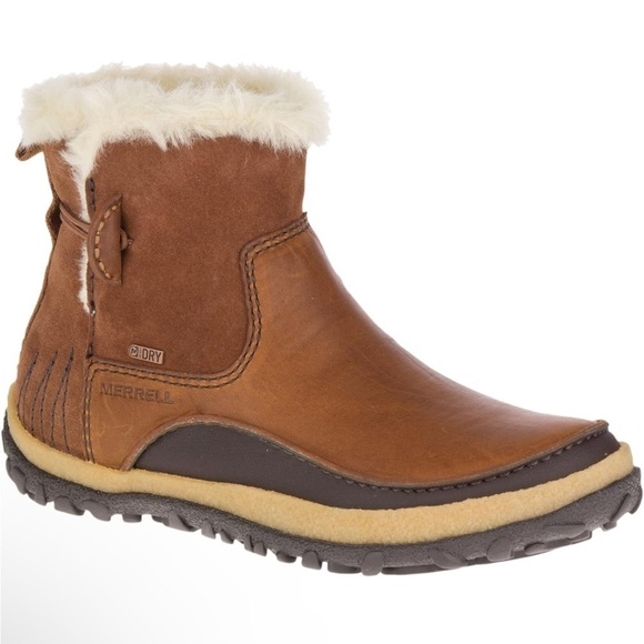 Merrell Shoes - Merrell Women's Brown Leather Snow Boot Fur Insulated Warm Rubber Ankle 7